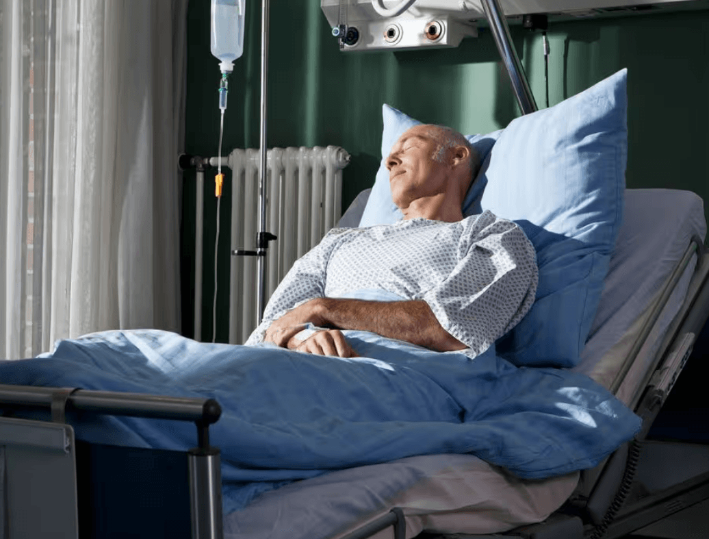 Patient recovering under monitoring after liver transplant surgery